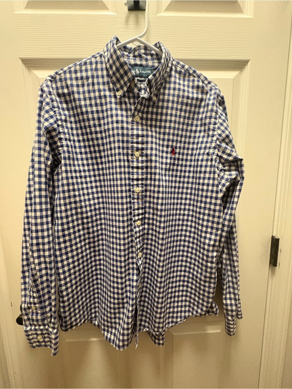 Ralph Lauren Navy and White Gingham Button-Down Shirt